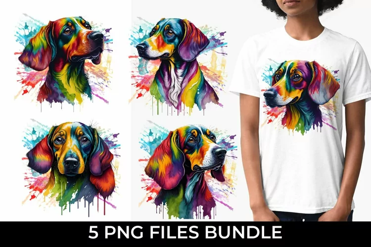 Rainbow Dachshund Dog Watercolor PNG