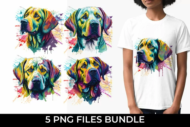 Rainbow Labrador Retriever Watercolor PNG for Sublimation