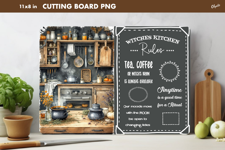 Witch Rules, Halloween Cutting Board Design PNG