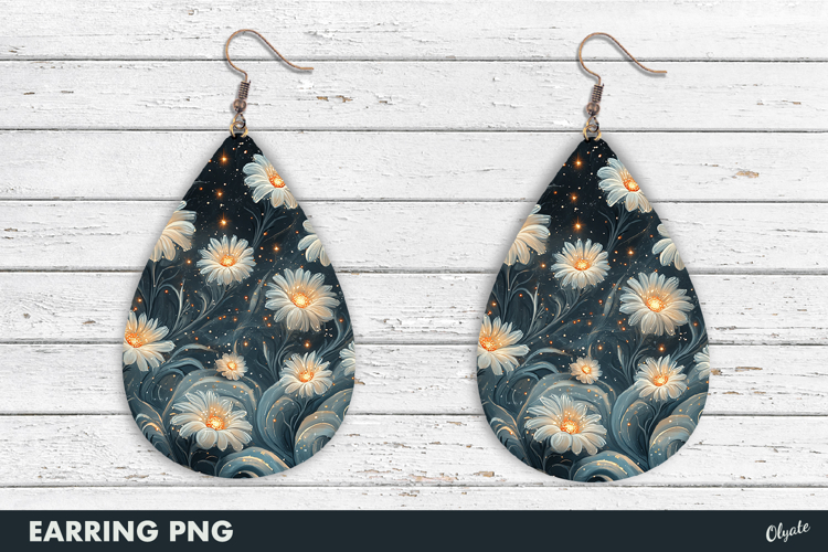 Winter Flower Earring Fairy PNG, Teardrop Earring