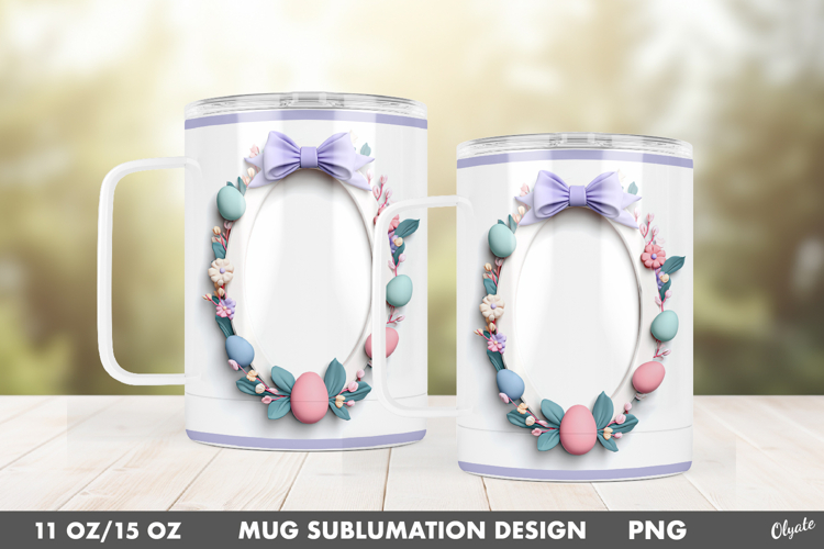Easter Frame Mug Sublimation Wrap, Mug 11 OZ, 15 OZ