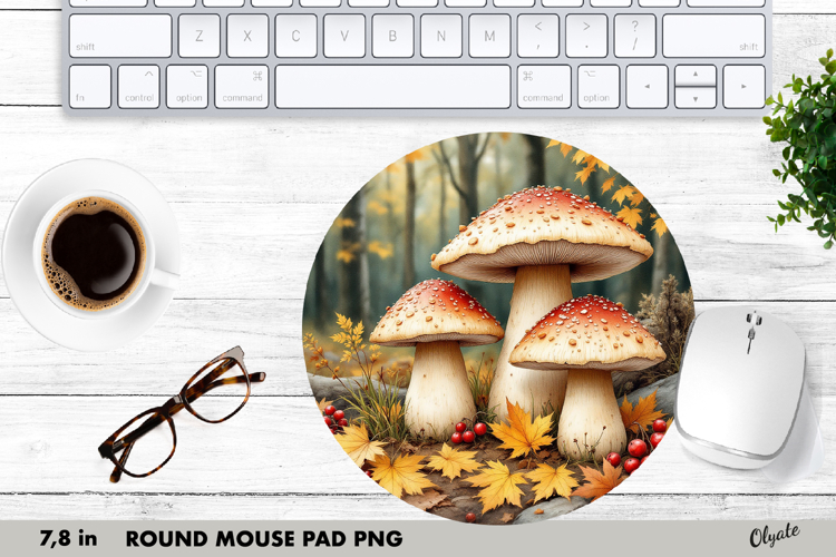 Mushrooms Sublimation, Round Mouse Pad PNG