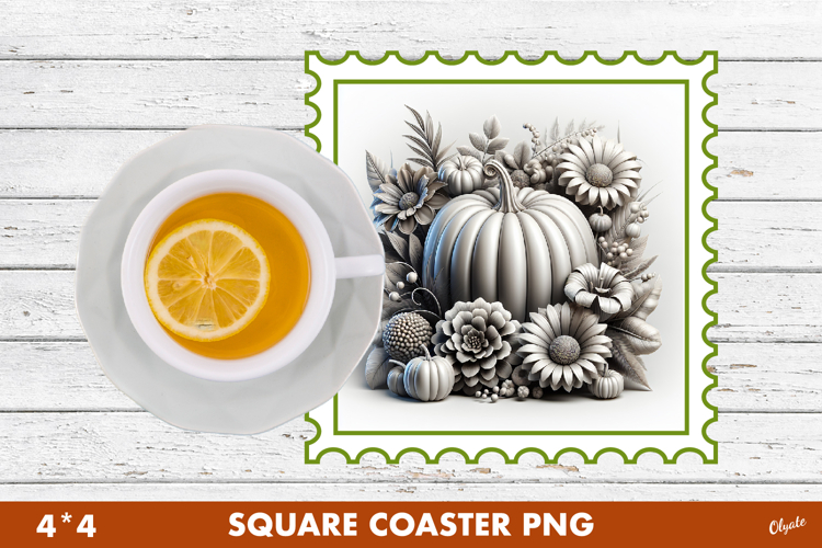 Pumpkin Coaster PNG. Halloween Square Coaster