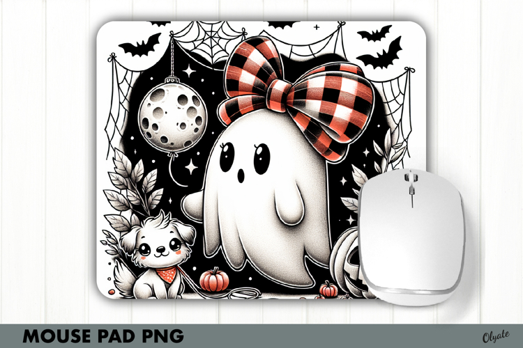 Halloween Mouse Pad Sublimation PNG. Cute Ghost PNG