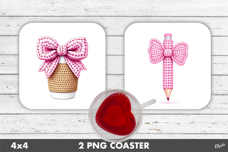 Pink Teacher Knitting, Valentine Coaster PNG
