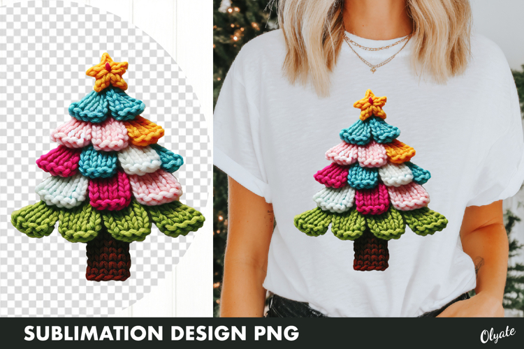 Knitting Christmas Tree Sublimation PNG. Christmas Tshirt