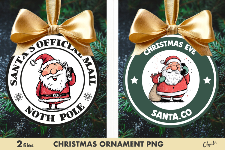 Santa Post Stamp Ornament Sublimation PNG