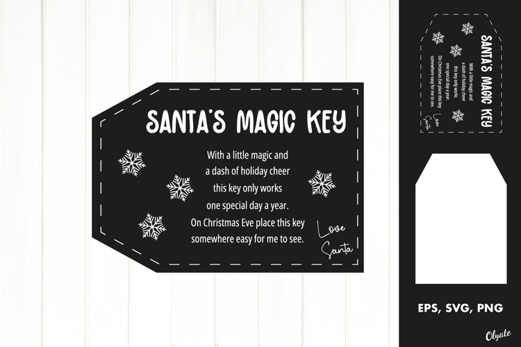 Santa’s Magic Key, Black and White EPS, SVG, PNG