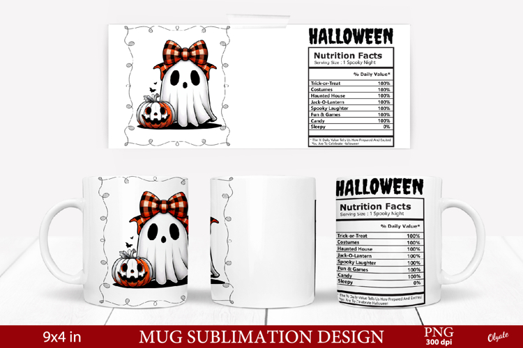 Mug Ghost Sublimation PNG. Halloween Mug PNG