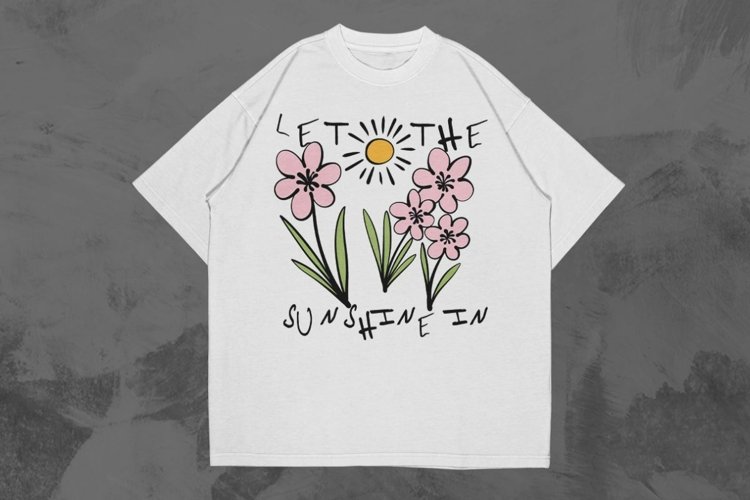 Let the Sunshine In Spring Hand Drawn T-shirt Design