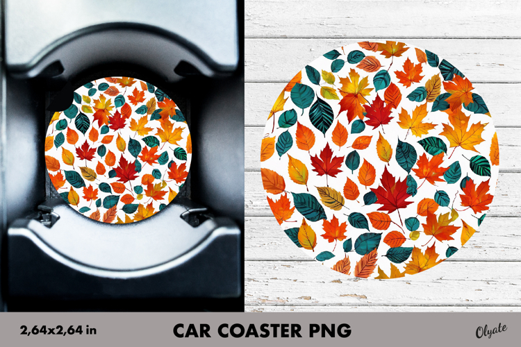 Fall Leaves Car Coaster PNG. Autumn Leaves PNG