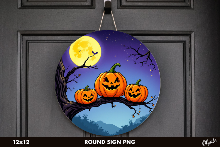 Monster, Pumpkins, Halloween Round Sign Sublimation