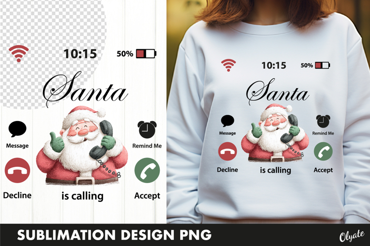 Santa Calling Tshirt PNG, Christmas Tshirt Design PNG