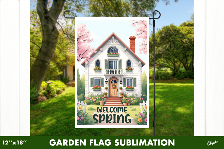 Spring Garden Flag PNG, Welcome Garden Flag PNG