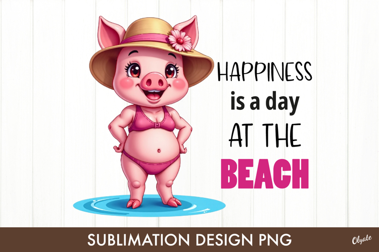 Beach Sublimation Design. Funny Piggy PNG