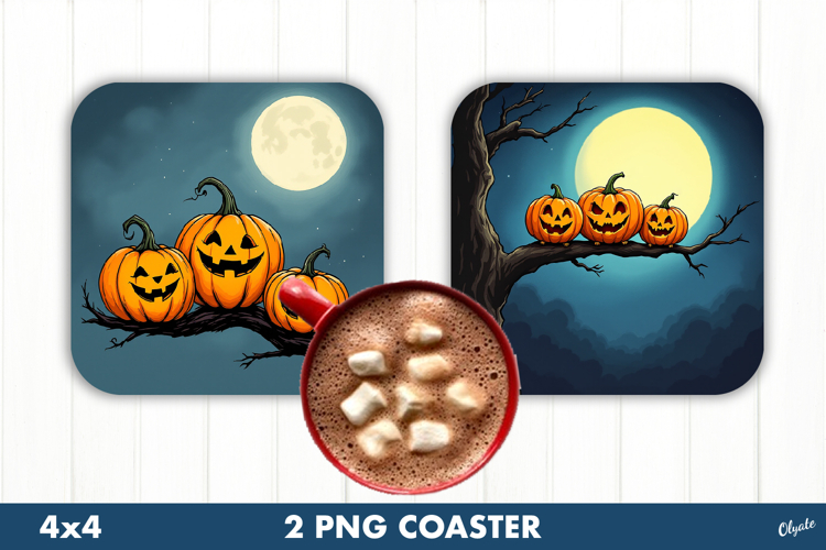 Funny Pumpkins Coaster. Halloween Pumpkins Coaster PNG