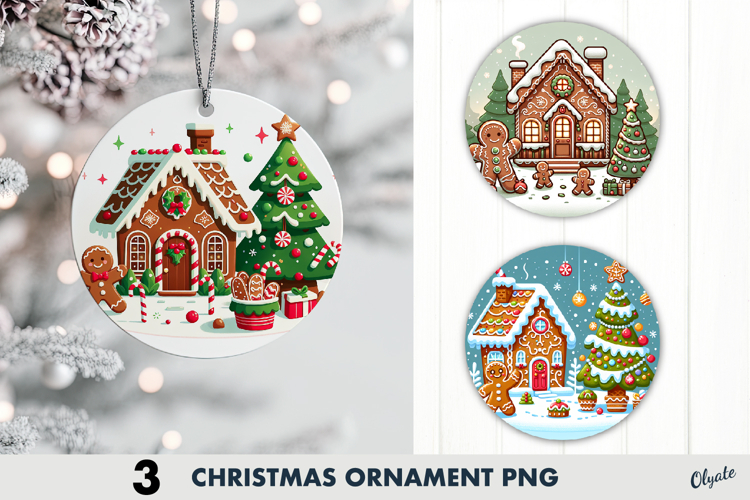 Gingerbread Ornament Sublimation PNG, Christmas Ornament 
