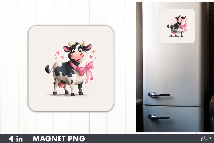 Funny Cow Magnet Sublimation, Valentine Magnet PNG