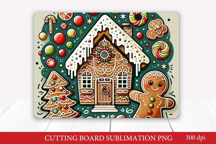 Gingerbread House Christmas Cutting Board PNG