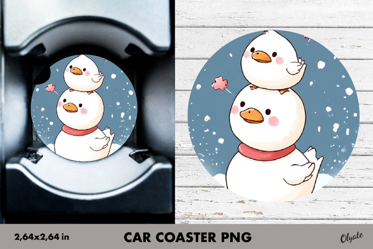 Christmas Cute Bird, Winter Car Coaster PNG