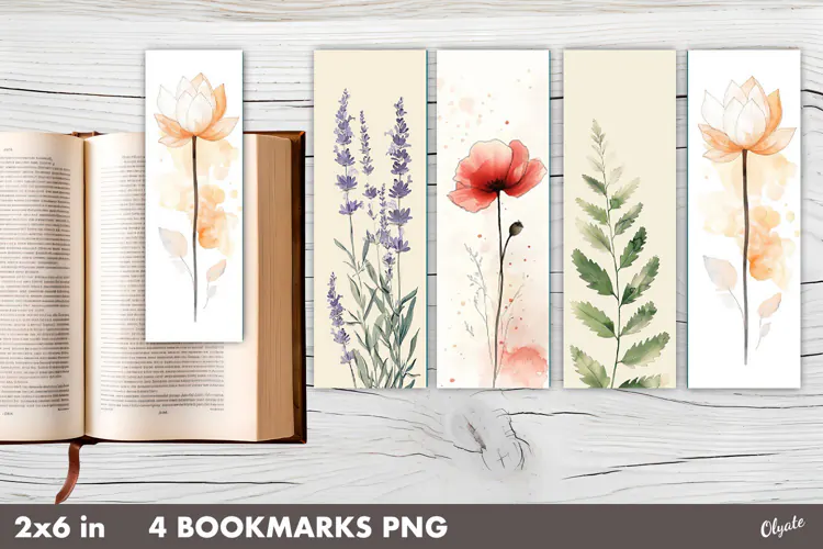 Floral Bookmarks, Printable Bookmarks PNG