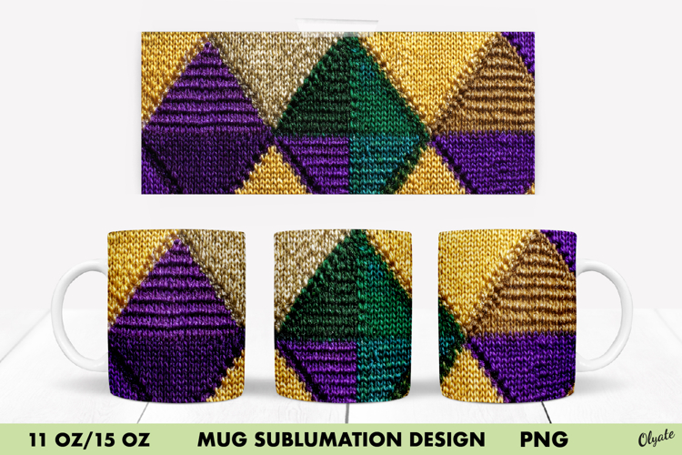 Mardi Gras Mug Sublimation Design, 11 OZ, 15 OZ Mug Wrap