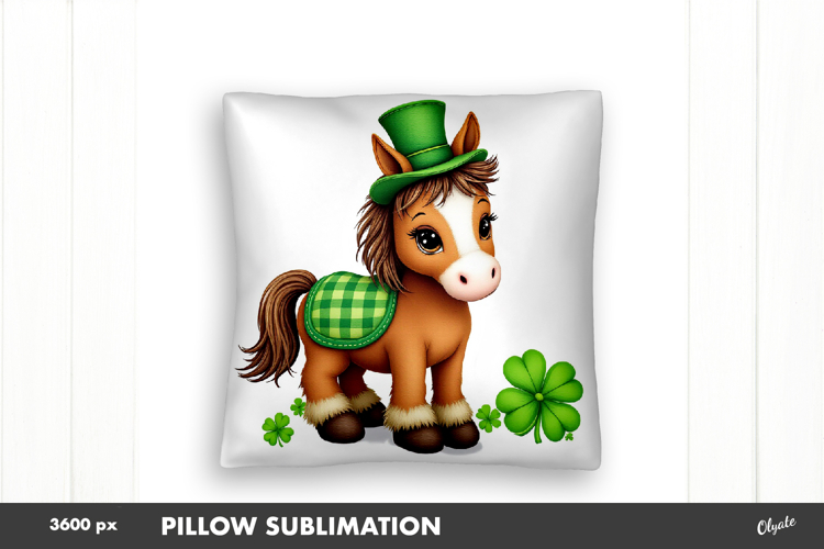 St Patrick’s Day Pillow Sublimation, Pillow Baby Horse PNG