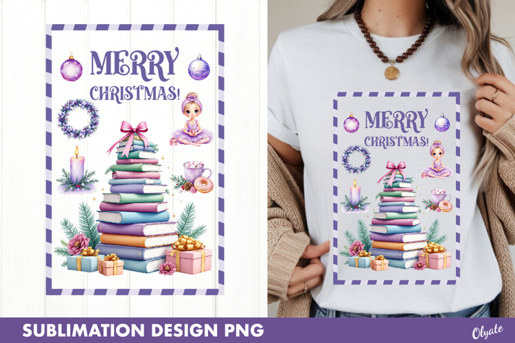 Christmas Stamp Sublimation, Lilac Watercolor Christmas