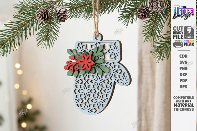 3D Layered Christmas Ornament Laser Cut | Christmas Decor example image 1