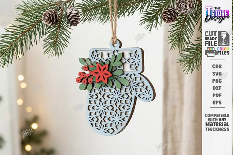 3D Layered Christmas Ornament Laser Cut | Christmas Decor