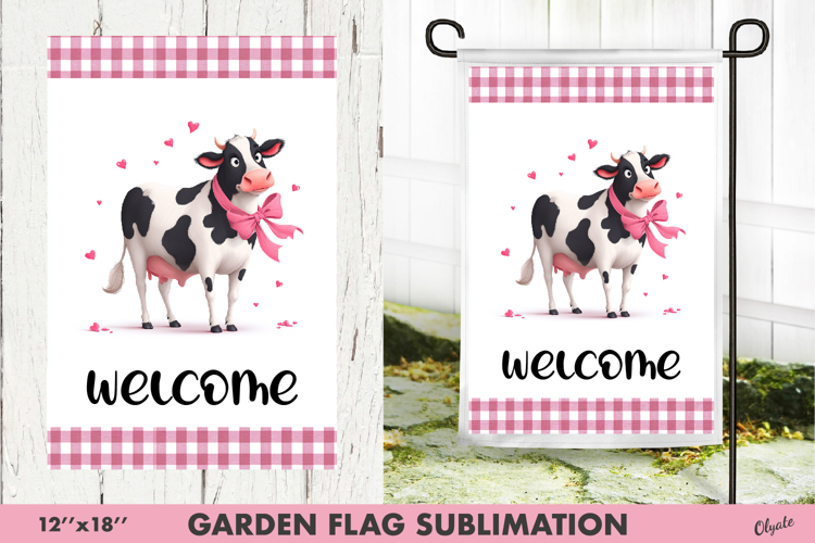 Funny Valentine Cow Garden Flag PNG