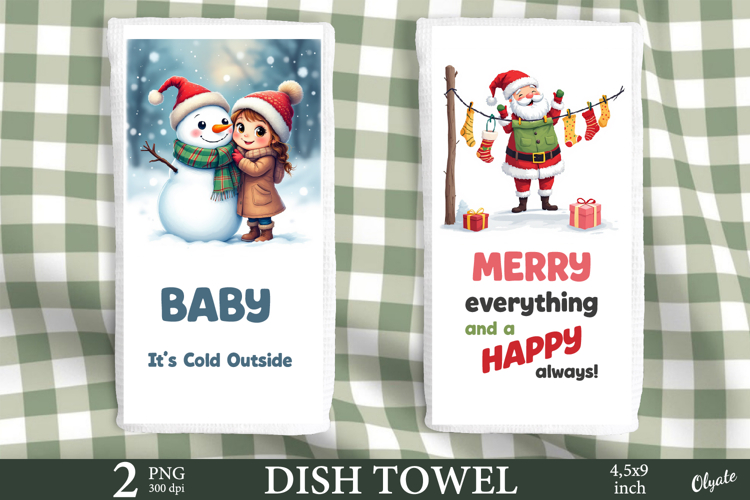 New Year Dish Towel Sublimation PNG, Kitchen Towel PNG