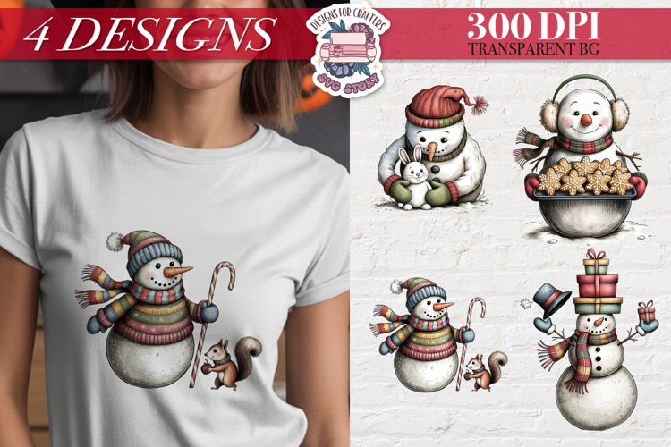Funny Christmas Snowman Clipart Sublimation 4 PNG