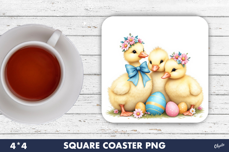 Easter Coaster Sublimation PNG, Cute Easter Chicks PNG