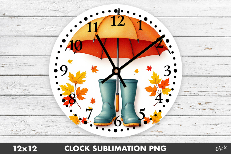 Clock Face Sublimation PNG. Fall, Autumn Design PNG