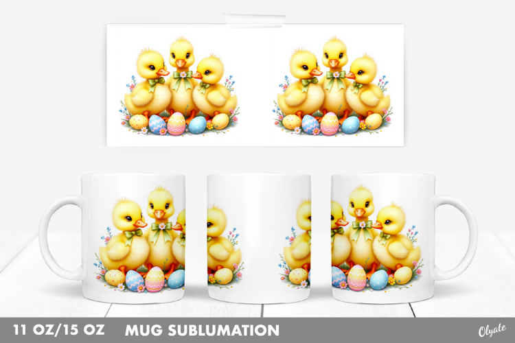 Easter Cute Ducklings Sublimation, Easter Mug 11 OZ, 15 OZ
