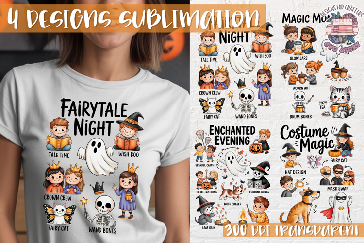 Cute Halloween Clipart PNG Sublimation Cozy Ideas 4 Designs