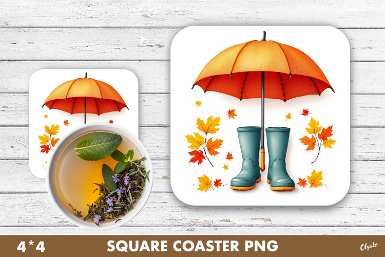 Umbrella Coaster PNG, Fall, Autumn Coaster Sublimation PNG