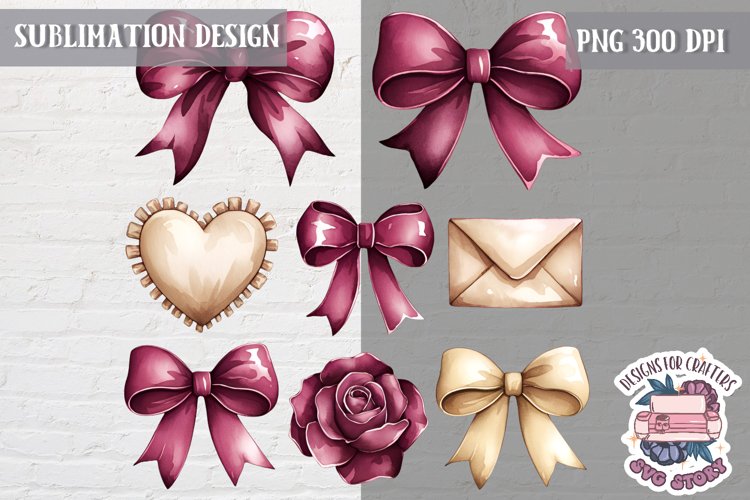 St Valentine’s Coquette Bow PNG Holidays Funny Watercolor