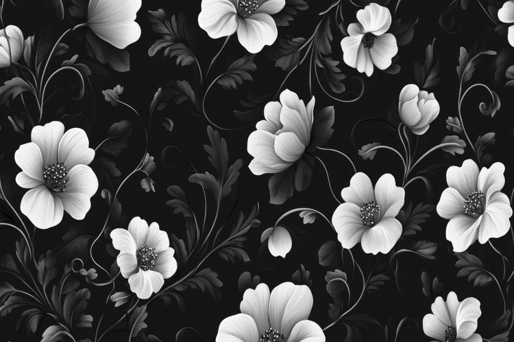 Black And White Flowers Clipart Image 2