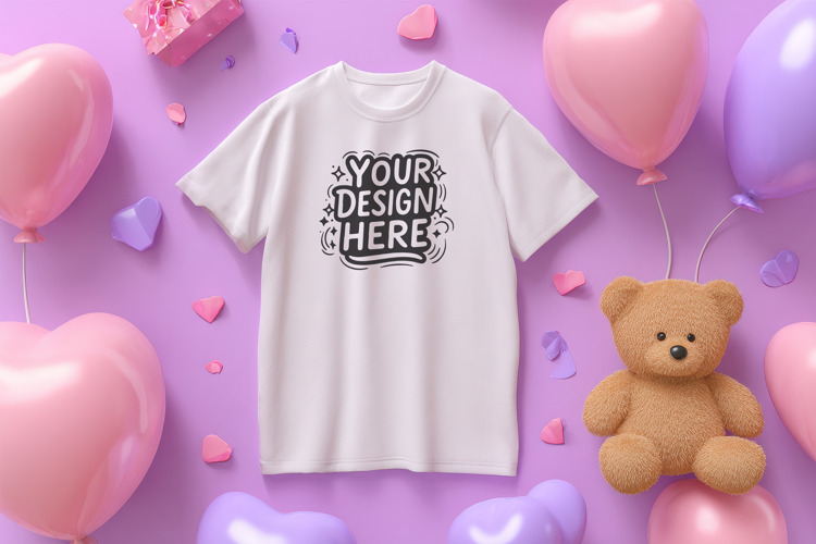 Valentine Balloon T-Shirt Mockup PSD JPG