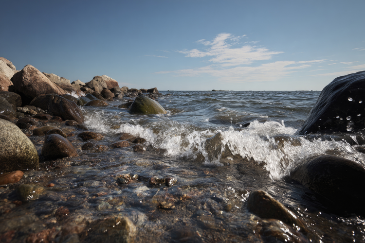 Waves and Stones Background Wallpaper