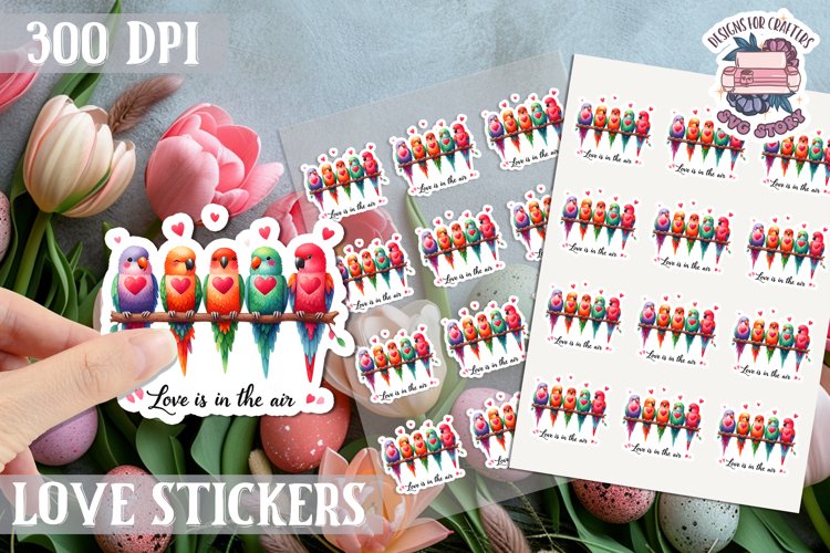 Love sticker Sheet Valentine Day Cute Animals Quote PNG
