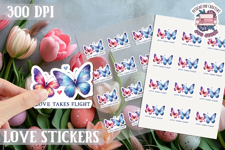 Love sticker Sheet Valentine Day Cute Animals Quote PNG