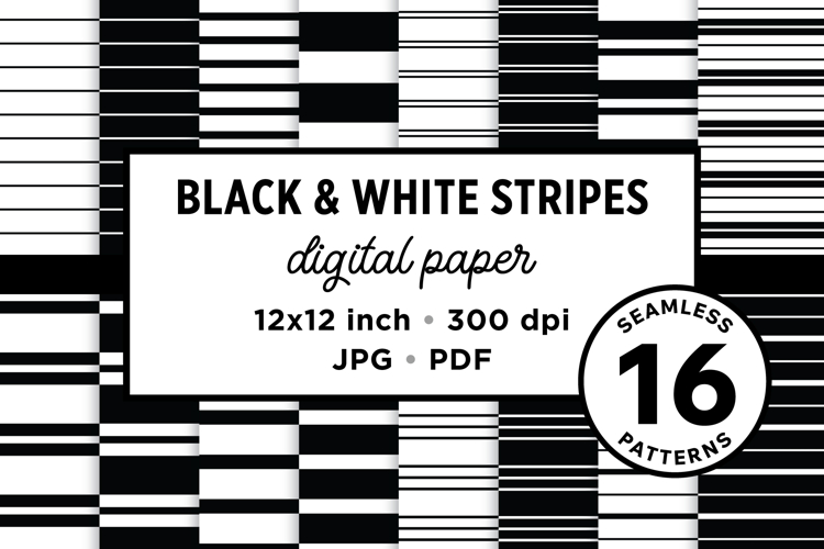 Black & White Seamless Stripe Patterns