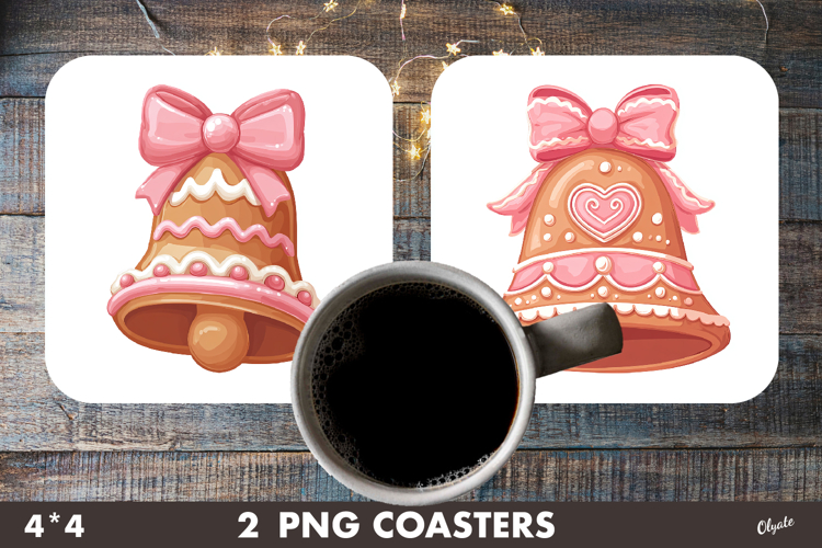 Christmas Pink Gingerbread Coaster PNG