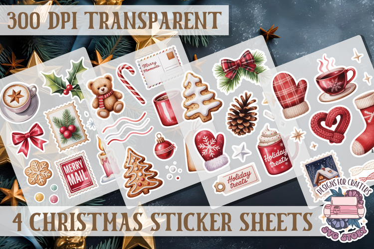 Christmas Watercolor Sticker Sheet Winter 4 PNG