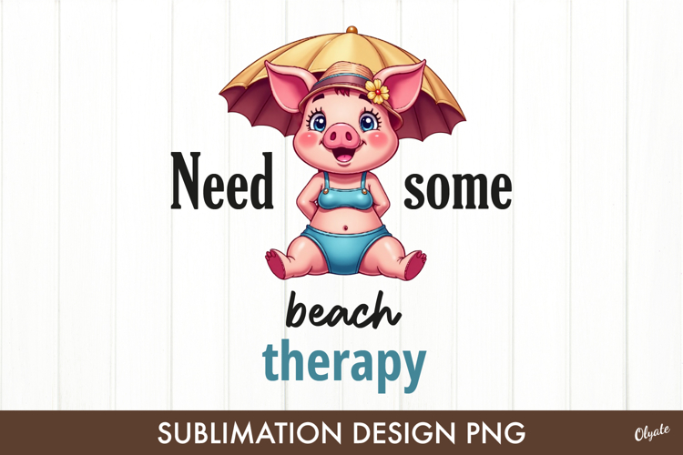 Beach Sublimation Design. Funny Piggy PNG