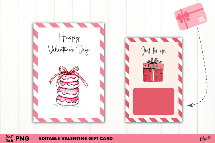 Editable Valentine Gift Card PNG. Valentine Greeting Card