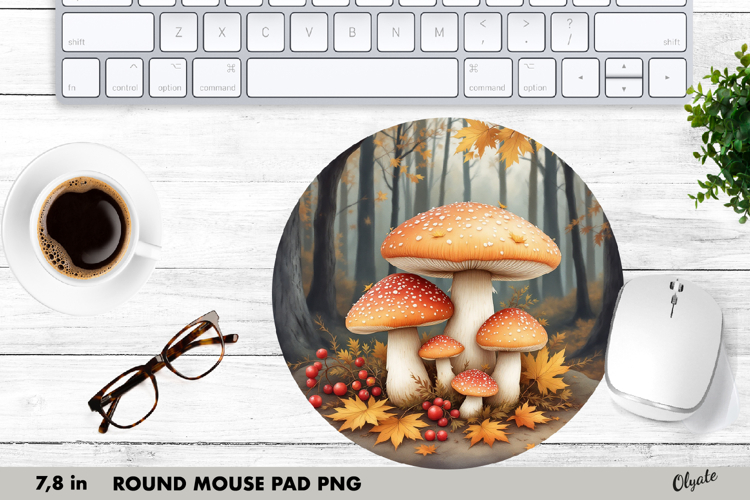 Mushrooms Sublimation, Round Mouse Pad PNG